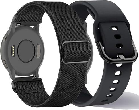 عبوتان من أحزمة ساعات النايلون والسيليكون القابلة للتمدد المتوافقة مع Garmin Venu 2S/Venu 3S/Vivoactive 4S/Vivomove 3S، أشرطة مطاطية بحلقة 18 مم لـ Garmin Forerunner 255S/Forerunner 265S للنساء والرجال in Kuwait