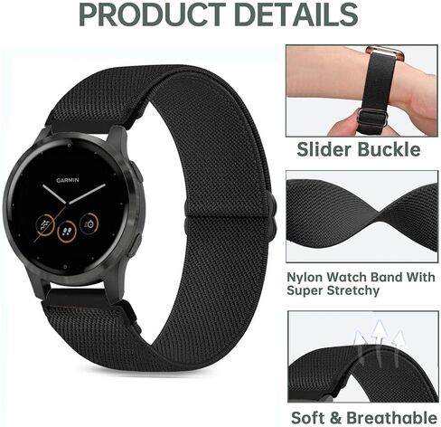 عبوتان من أحزمة ساعات النايلون والسيليكون القابلة للتمدد المتوافقة مع Garmin Venu 2S/Venu 3S/Vivoactive 4S/Vivomove 3S، أشرطة مطاطية بحلقة 18 مم لـ Garmin Forerunner 255S/Forerunner 265S للنساء والرجال in Kuwait