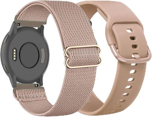 2 Pack Stretchy Nylon & Silicone Watch Bands Compatible with Garmin Venu 2S/Venu 3S/Vivoactive 4S/Vivomove 3S, 18mm Loop Elastic Straps for Garmin Forerunner 255S/Forerunner 265S Women Men in Saudi Arabia