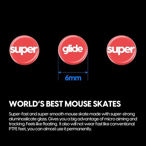 Pulsar Gaming Gears Superglide2 - New Controllable Speed Surface Smoothest Mouse Feet/Glides Made with Ultra Strong Glass Smooth and Durable Sole for Universal 6mm x 8 [RED] in Saudi Arabia