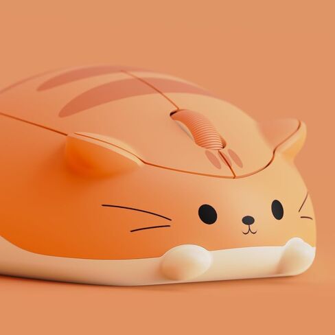 ماوس ألعاب لاسلكي من Akko Cat، 2.4 جيجا هرتز مع جهاز استقبال USB، ماوس كرتوني بصري لطيف لا سلكي للكمبيوتر/الكمبيوتر المحمول/سطح المكتب/الكمبيوتر الشخصي/iPad، متوافق مع Mac/Win Orange Kate in Kuwait