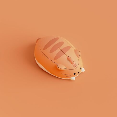 ماوس ألعاب لاسلكي من Akko Cat، 2.4 جيجا هرتز مع جهاز استقبال USB، ماوس كرتوني بصري لطيف لا سلكي للكمبيوتر/الكمبيوتر المحمول/سطح المكتب/الكمبيوتر الشخصي/iPad، متوافق مع Mac/Win Orange Kate in Kuwait