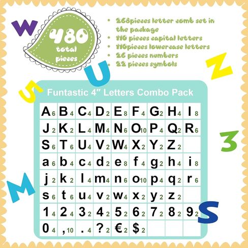 Tenare 268 Pcs 5 Inch Colorful Bulletin Board Letters Combo Set, Chalkboard Alphabet Letters Numbers, Cutouts Number Pack(Rainbow) in Saudi Arabia