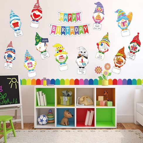 مجموعة 35 قطعة من ديكورات لوحة الإعلانات للفصل الدراسي - قطع جنوم عيد ميلاد سعيد مع حواف قوس قزح لتزيين لوحات الإعلانات للفصول المدرسية والمعلمين in Kuwait