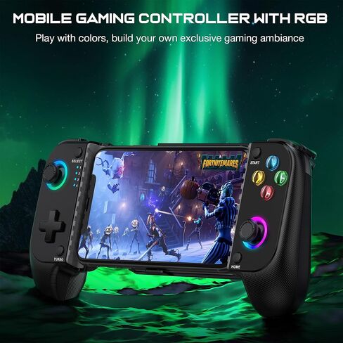 Wireless Phone Controller for iPhone/Android No Deadzone, Mobile Gaming Controller Support Xbox Game Pass, PlayStation, Steam Link, Call of Duty, Roblox, Minecraft, Cloud Gamepad for iOS with RGB in Kuwait