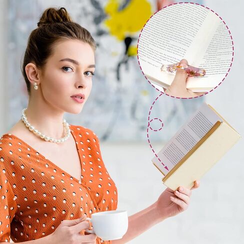 4 قطع من راتنج الزهور المجففة، حامل صفحة الكتاب، حامل صفحة كتاب الإبهام، حامل صفحة حلقة الإبهام محلية الصنع، حامل صفحة راتنج الزهرة الشخصية، ملحقات كتب القراءة لمحبي الكتب (نمط القوس) in Saudi Arabia