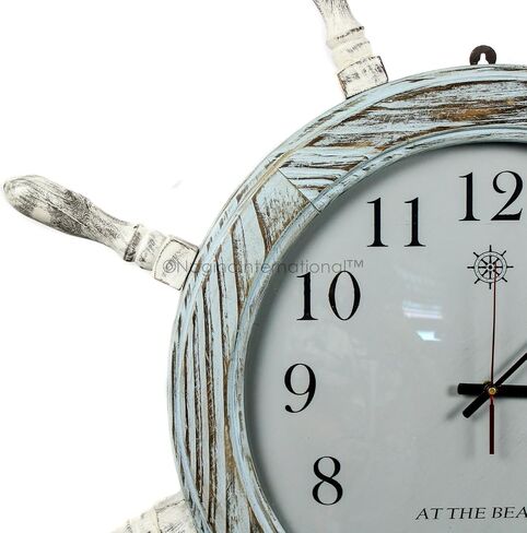 Nagina International 28 Inches Large Premium Pine Wood Nautical Ship Wheel Vintage Clock | Pirate's Gift | Beach Home Decor in Saudi Arabia