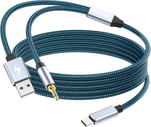 كابل USB C إلى 3.5 ملم صوت Aux جاك، 2 في 1 USB C إلى 3.5 ملم كابل شحن ستيريو للسيارة متوافق مع iPad/iPhone 15/15Pro، Galaxy S23 Ultra/S23+/S22/S22+/S21FE، Pixel 7 iPro/6 /5 in Saudi Arabia