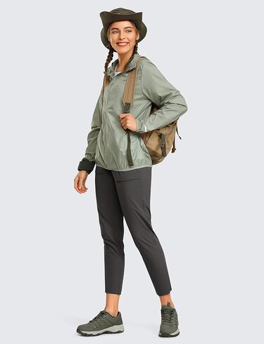 CRZ YOGA Women's High Waisted Lightweight Outdoor Hiking Pants 26.5"- Travel Workout Casual Athletic Joggers Zip Off Pockets in Saudi Arabia