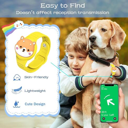 Kids Bracelet Holder for Apple Airtag[2 Pack], Cute GPS Tracker Holder Cartoon Silicone Protective Cover Case for Airtags with Loop and Wrist Strap for Kids & Adults, Healthy Material (Yellow + Pink) in Saudi Arabia