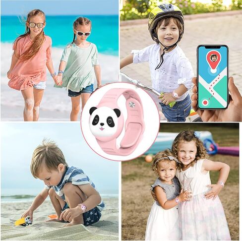 Kids Bracelet Holder for Apple Airtag[2 Pack], Cute GPS Tracker Holder Cartoon Silicone Protective Cover Case for Airtags with Loop and Wrist Strap for Kids & Adults, Healthy Material (Yellow + Pink) in Saudi Arabia