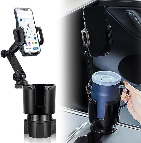 Car Cup Holder Expander Adjustable Base with Phone Mount THIS HILL 360° Rotation Cup Holder Cell Phone Holder for Car Compatible with iPhone All Smartphones in Kuwait