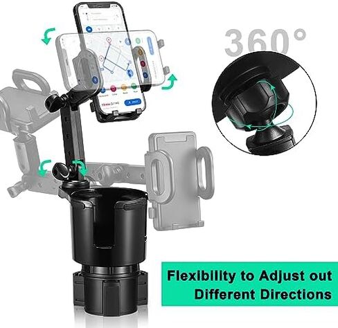Car Cup Holder Expander Adjustable Base with Phone Mount THIS HILL 360° Rotation Cup Holder Cell Phone Holder for Car Compatible with iPhone All Smartphones in Kuwait