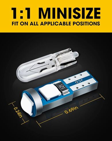 T5 37 74 2721 PC74 PC37 LED لمبة بيضاء، فائقة السطوع في Canbus خالية من الأخطاء 12 فولت بدائل للوحة القيادة الداخلية ومؤشر لوحة القياس وأضواء مصباح خريطة القبة العنقودية (حزمة من 10) in Kuwait