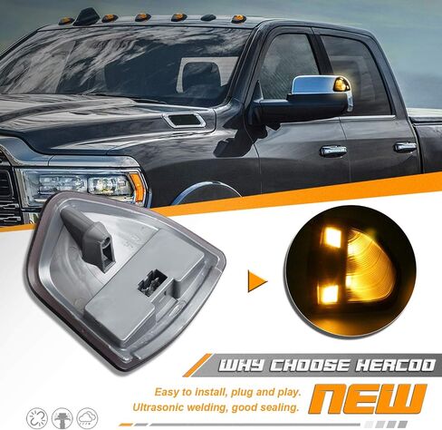 HERCOO LED Puddle Lights Left and Right Side Mirror White Lamps Smoked Lens Compatible with 2010-2018 Dodge Ram 1500 2500 3500, Pack of 2 in Saudi Arabia