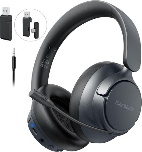 سماعة ألعاب لاسلكية بتردد 2.4 جيجا هرتز مع جهاز إرسال 2 في 1 من النوع C وUSB، وميكروفون ENC، وسماعات رأس بلوتوث للألعاب، وبطارية 55 ساعة، وزمن وصول منخفض للكمبيوتر الشخصي، والكمبيوتر المحمول، وPS4، وPS5، وSwitch، وسلسلة Xbox in Kuwait