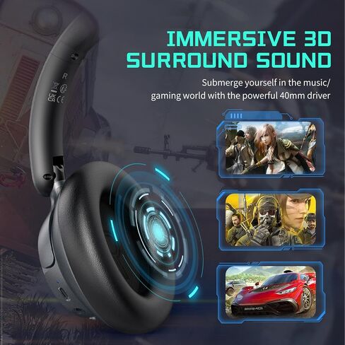 سماعة ألعاب لاسلكية بتردد 2.4 جيجا هرتز مع جهاز إرسال 2 في 1 من النوع C وUSB، وميكروفون ENC، وسماعات رأس بلوتوث للألعاب، وبطارية 55 ساعة، وزمن وصول منخفض للكمبيوتر الشخصي، والكمبيوتر المحمول، وPS4، وPS5، وSwitch، وسلسلة Xbox in Kuwait