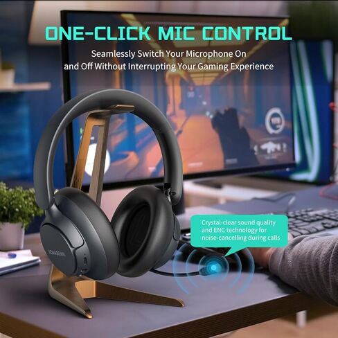 سماعة ألعاب لاسلكية بتردد 2.4 جيجا هرتز مع جهاز إرسال 2 في 1 من النوع C وUSB، وميكروفون ENC، وسماعات رأس بلوتوث للألعاب، وبطارية 55 ساعة، وزمن وصول منخفض للكمبيوتر الشخصي، والكمبيوتر المحمول، وPS4، وPS5، وSwitch، وسلسلة Xbox in Kuwait