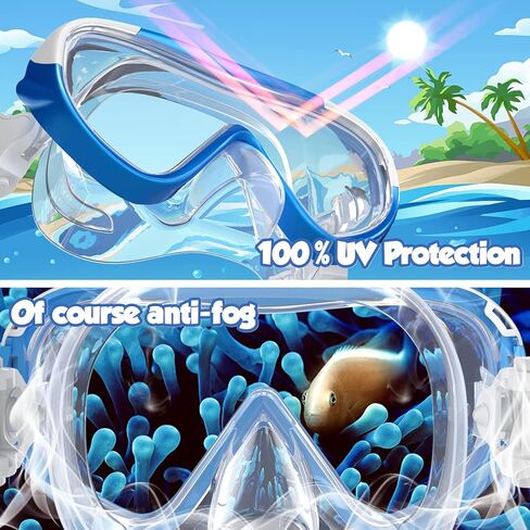نظارات سباحة للأطفال مع غطاء للأنف وقناع سباحة للغطس، نظارات سباحة مضادة للضباب 180 درجة رؤية واضحة للأولاد والبنات والشباب من سن 4 إلى 15 عامًا in Kuwait