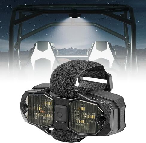 مصباح قبة KEMIMOTO UTV، سلكي 600 مللي أمبير قابل لإعادة الشحن 3 أوضاع إضاءة داخلية من الألومنيوم UTV، متوافق مع Polaris RZR Ranger Can-Am Maverick Defender Talon Pioneer Kawasaki 1.5"-2" شريط دوار LED in Kuwait