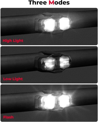مصباح قبة KEMIMOTO UTV، سلكي 600 مللي أمبير قابل لإعادة الشحن 3 أوضاع إضاءة داخلية من الألومنيوم UTV، متوافق مع Polaris RZR Ranger Can-Am Maverick Defender Talon Pioneer Kawasaki 1.5"-2" شريط دوار LED in Kuwait