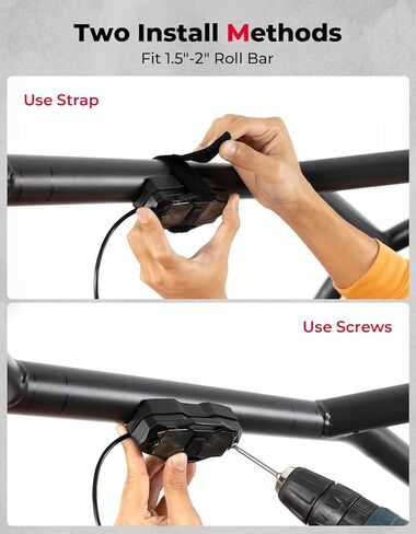 مصباح قبة KEMIMOTO UTV، سلكي 600 مللي أمبير قابل لإعادة الشحن 3 أوضاع إضاءة داخلية من الألومنيوم UTV، متوافق مع Polaris RZR Ranger Can-Am Maverick Defender Talon Pioneer Kawasaki 1.5"-2" شريط دوار LED in Kuwait