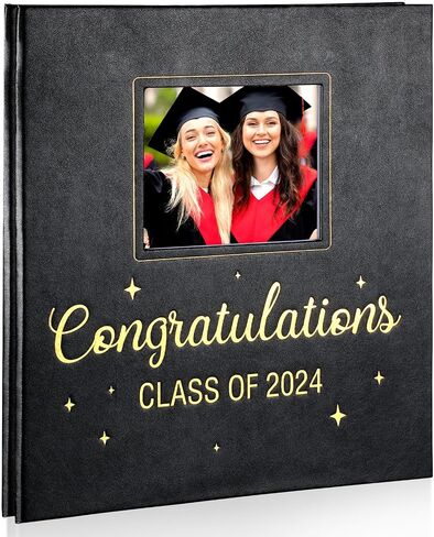 Class of 2024 Photo Album Graduation Self Adhesive Scrapbook Congratulations Class of 2024 DIY Album Leather Cover Memory Scrap Book with 40 Sticky Pages for 3x5 4x6 5x7 8x10 Pictures in Kuwait