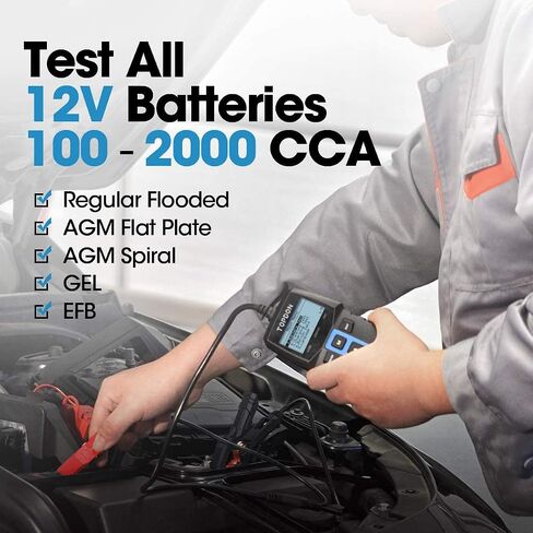 Car Battery Tester BT100 12V Automotive 100-2000CCA Battery Health Faults, Alternator Analyzer, Load Cranking Tester for DIYers, Auto Repair Shops, 4S Stores, Battery Manufactures in Saudi Arabia