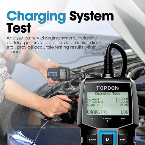 Car Battery Tester BT100 12V Automotive 100-2000CCA Battery Health Faults, Alternator Analyzer, Load Cranking Tester for DIYers, Auto Repair Shops, 4S Stores, Battery Manufactures in Saudi Arabia