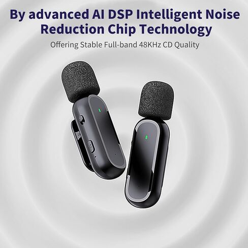 ميكروفون iPhone 15، قطعتان من ميكروفون Lavalier اللاسلكي مع علبة شحن - التوصيل والتشغيل، جودة صوت واضحة لـ iP15 Pro/Max والمزيد من هواتف USB C، K61 in Kuwait