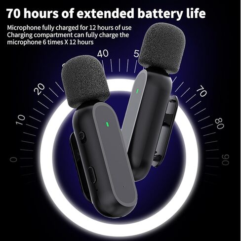 ميكروفون iPhone 15، قطعتان من ميكروفون Lavalier اللاسلكي مع علبة شحن - التوصيل والتشغيل، جودة صوت واضحة لـ iP15 Pro/Max والمزيد من هواتف USB C، K61 in Kuwait