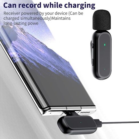 ميكروفون iPhone 15، قطعتان من ميكروفون Lavalier اللاسلكي مع علبة شحن - التوصيل والتشغيل، جودة صوت واضحة لـ iP15 Pro/Max والمزيد من هواتف USB C، K61 in Kuwait