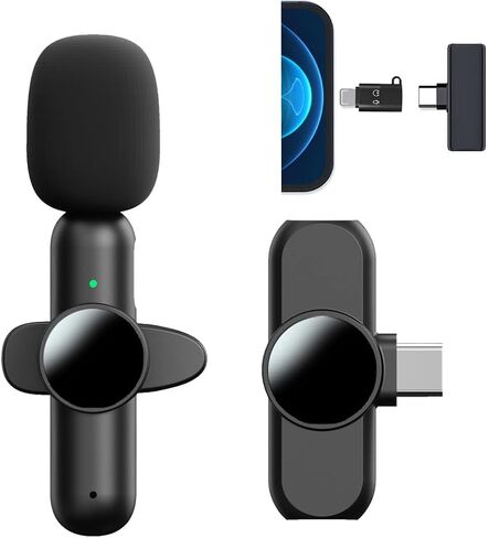 Wireless Lavalier Microphone,Lavalier Microphone for iPhone Android,2 Pack Professional Lapel Micophone Wireless for Interview Video Podcast Vlog YouTube S12 in Saudi Arabia