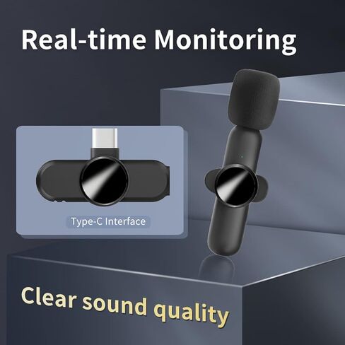Wireless Lavalier Microphone,Lavalier Microphone for iPhone Android,2 Pack Professional Lapel Micophone Wireless for Interview Video Podcast Vlog YouTube S12 in Saudi Arabia