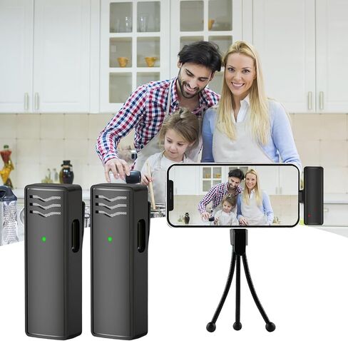 ميكروفون لافالير لاسلكي 2.4 جيجا، متوافق مع iPhone/Ipad، ميكروفون بلوتوث صغير مع علبة شحن، عمر البطارية 6 ساعات، تقليل الضوضاء لتسجيل الفيديو/البث المباشر in Kuwait