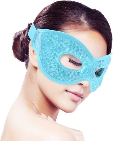 قناع العين الجليدي للنساء والرجال النائمين، قناع ثلج قابل لإعادة الاستخدام علاج ساخن/بارد للعيون المنتفخة، والهالات السوداء، والعيون الجافة، والنوم المريح، والصداع النصفي، والصداع، وتخفيف التوتر [أزرق] in Kuwait