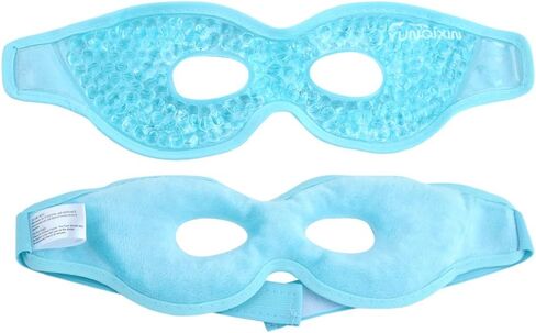 قناع العين الجليدي للنساء والرجال النائمين، قناع ثلج قابل لإعادة الاستخدام علاج ساخن/بارد للعيون المنتفخة، والهالات السوداء، والعيون الجافة، والنوم المريح، والصداع النصفي، والصداع، وتخفيف التوتر [أزرق] in Kuwait