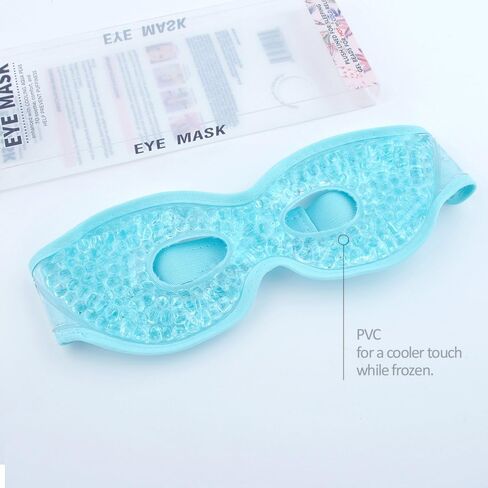 قناع العين الجليدي للنساء والرجال النائمين، قناع ثلج قابل لإعادة الاستخدام علاج ساخن/بارد للعيون المنتفخة، والهالات السوداء، والعيون الجافة، والنوم المريح، والصداع النصفي، والصداع، وتخفيف التوتر [أزرق] in Kuwait