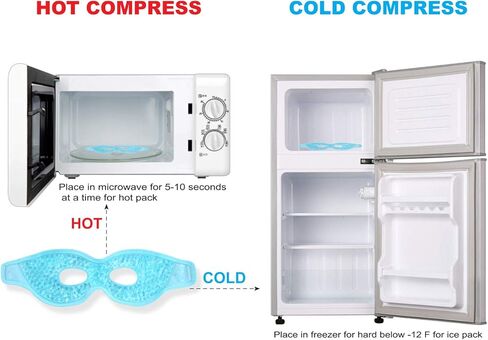 قناع العين الجليدي للنساء والرجال النائمين، قناع ثلج قابل لإعادة الاستخدام علاج ساخن/بارد للعيون المنتفخة، والهالات السوداء، والعيون الجافة، والنوم المريح، والصداع النصفي، والصداع، وتخفيف التوتر [أزرق] in Kuwait