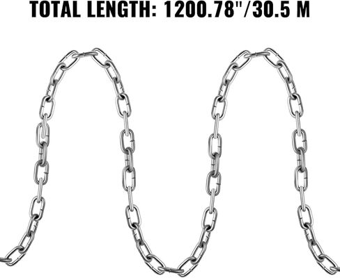 سلسلة VEVOR من الدرجة 30 بطول 1/4 بوصة × 100 قدم طول من الدرجة 30 سلسلة لفائف مقاومة للزنك مطلية بالزنك من الدرجة 30 لسحب قطع الأشجار وقضبان الحماية in Kuwait