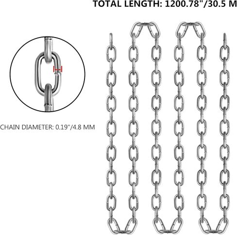سلسلة VEVOR من الدرجة 30 بطول 1/4 بوصة × 100 قدم طول من الدرجة 30 سلسلة لفائف مقاومة للزنك مطلية بالزنك من الدرجة 30 لسحب قطع الأشجار وقضبان الحماية in Kuwait