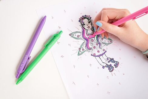 أقلام جل قابلة للسحب، أسطوانة ناعمة الملمس، نقطة دقيقة 0.7 مم، حبر أرجواني، 24 عبوة in Kuwait