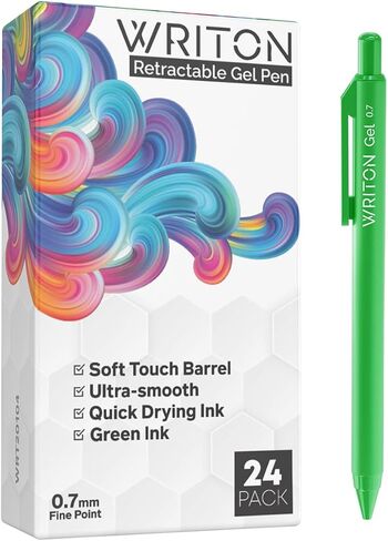 أقلام جل قابلة للسحب، أسطوانة ناعمة الملمس، نقطة دقيقة 0.7 مم، حبر أرجواني، 24 عبوة in Kuwait