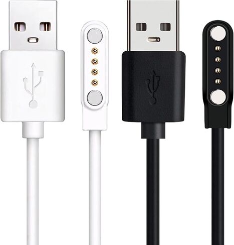 Compatible with K52 Smartwatch Charger, Lamshaw 100cm Magnetic USB Charging Cable Replacement Charger Cable Compatible with LIGE K52/SUNKTA K52/Linwear K52/EIGIIS K52 Smart Watch (White+Black) in Saudi Arabia
