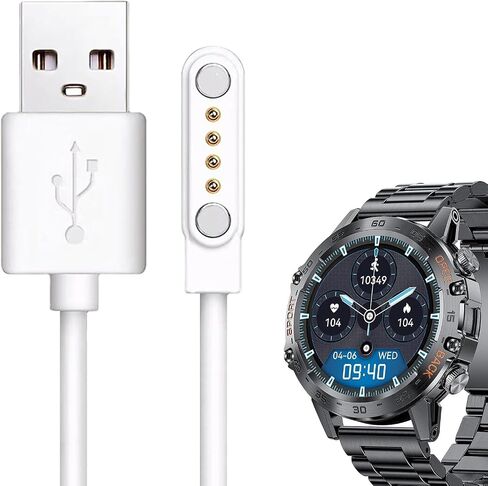 Compatible with K52 Smartwatch Charger, Lamshaw 100cm Magnetic USB Charging Cable Replacement Charger Cable Compatible with LIGE K52/SUNKTA K52/Linwear K52/EIGIIS K52 Smart Watch (White+Black) in Saudi Arabia