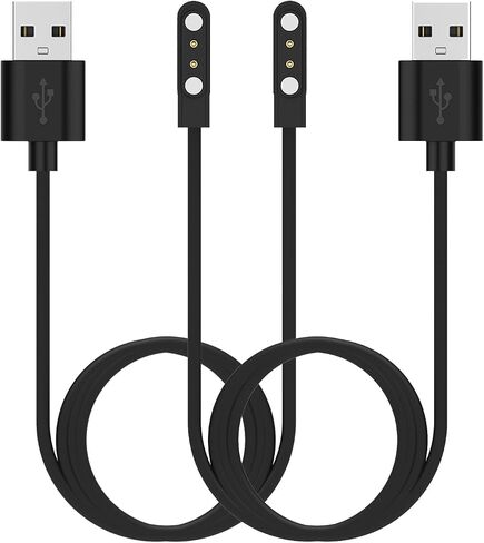 Smart Watch Chargers Compatible for FITVII HM78 HM68 HM58 HM57 H56, Iaret I18, Morepro HM57 HM78, Parsonver SR1 Replacement Charging Cable 60cm, 2Pack (Black&Black) in Kuwait