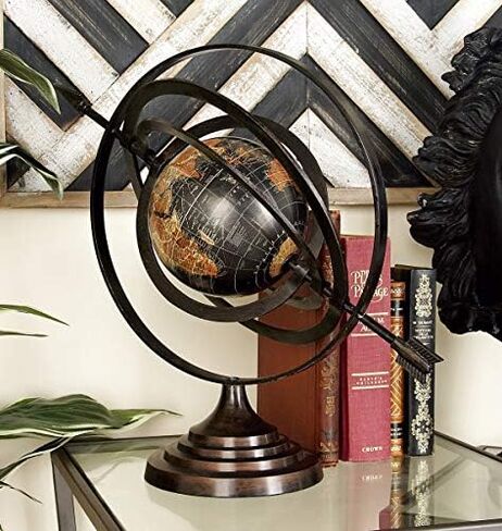 Deco 79 Aluminum Compass Armillary Globe, 19" x 12" x 17", Black in Saudi Arabia