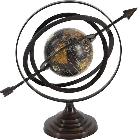 Deco 79 Aluminum Compass Armillary Globe, 19" x 12" x 17", Black in Saudi Arabia