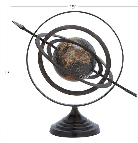 Deco 79 Aluminum Compass Armillary Globe, 19" x 12" x 17", Black in Saudi Arabia