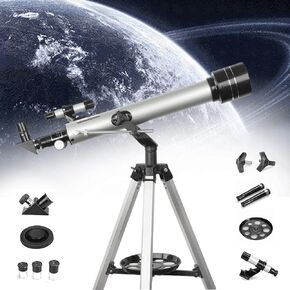 High Power HD Astronomy Telescopes Telescope for Beginners with Adjustable Tripod Eyepieces and Planetary Mirror 700/60mm HD Refractor Telescopes for Kids and Adults